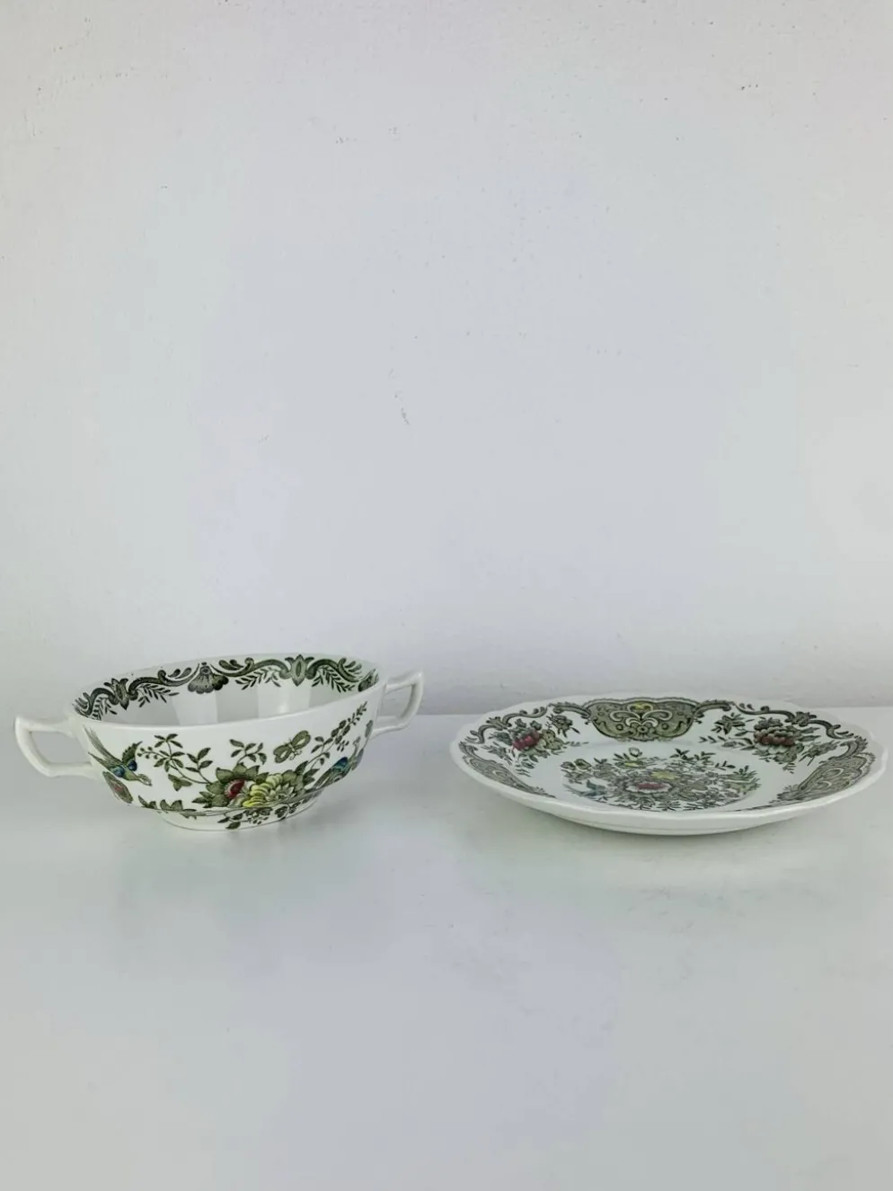 10 tasses à thé/café modèle Windsor par Ridgway, faïence anglaise