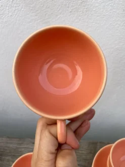 4 tasses à thé ou café en céramique saumon