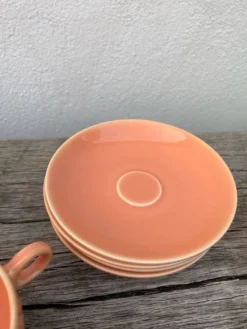 4 tasses à thé ou café en céramique saumon