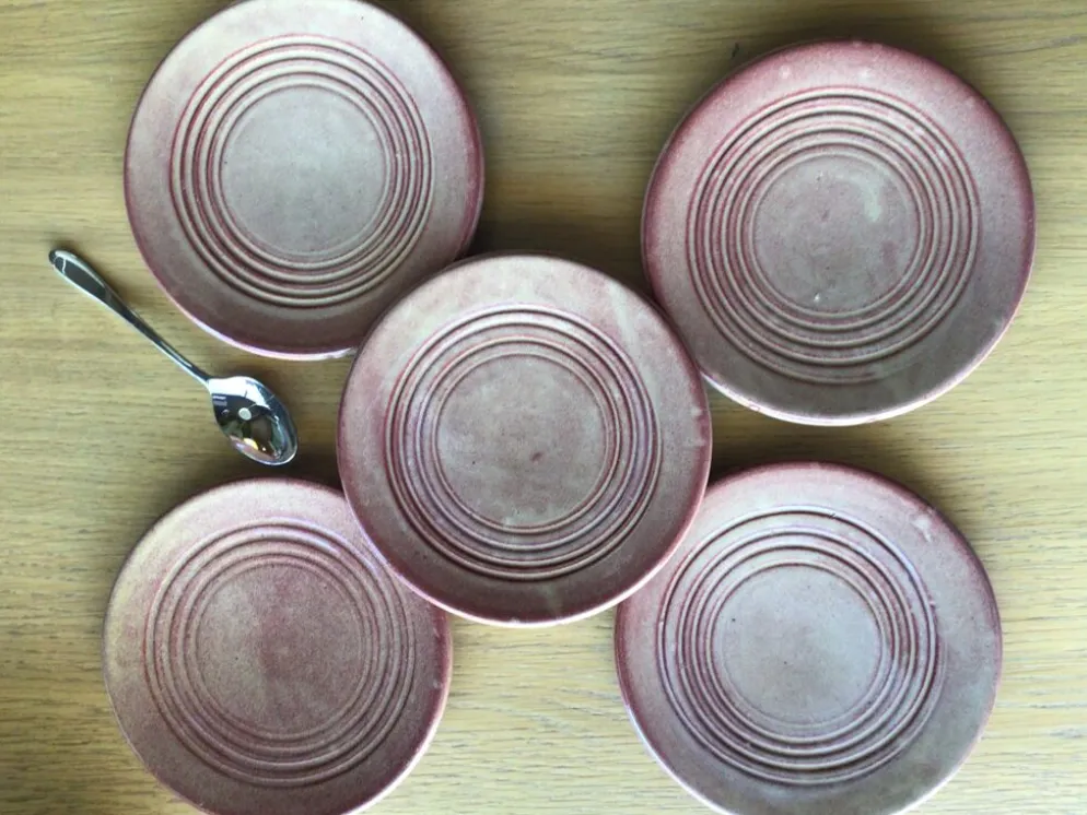 5 tasses Vallauris terre cuite artisanale brun rouge