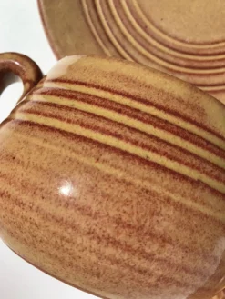 5 tasses Vallauris terre cuite artisanale brun rouge