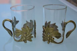 2 tasses/verre à thé art déco