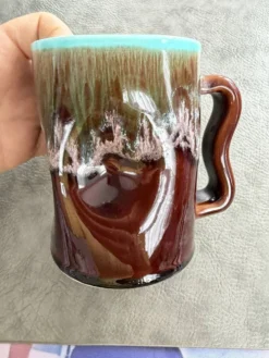 Tasse Vallauris vintage lava bleu vert marron