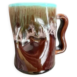 Tasse Vallauris vintage lava bleu vert marron