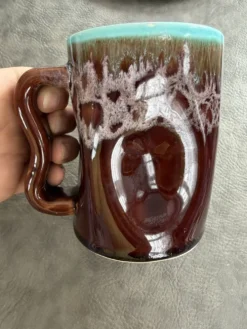 Tasse Vallauris vintage lava bleu vert marron