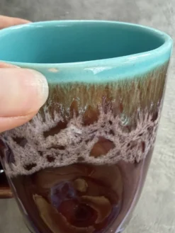 Tasse Vallauris vintage lava bleu vert marron