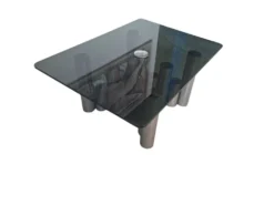 Tavolino Marco Zanuso - Design des années 70 - Chrome et Verre Fumé