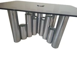 Tavolino Marco Zanuso - Design des années 70 - Chrome et Verre Fumé