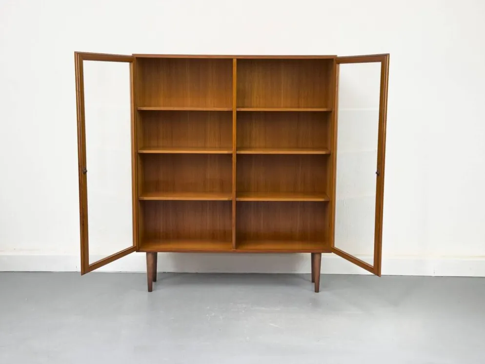 Teak Cabinet with Glass Doors from Omann Jun, 1960s