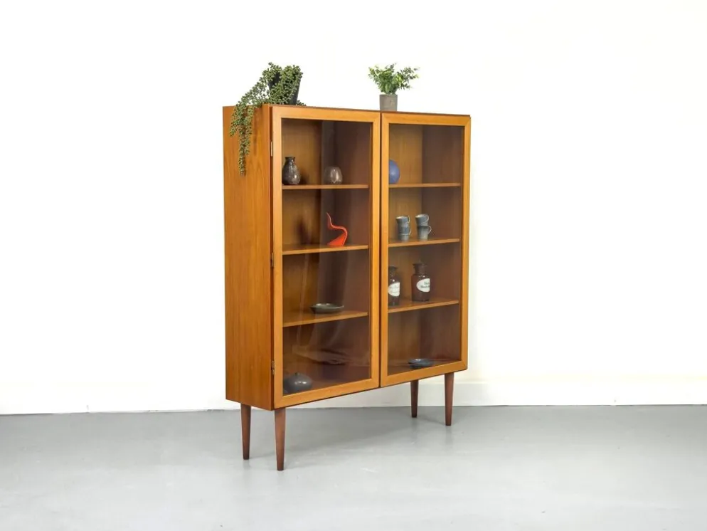 Teak Cabinet with Glass Doors from Omann Jun, 1960s
