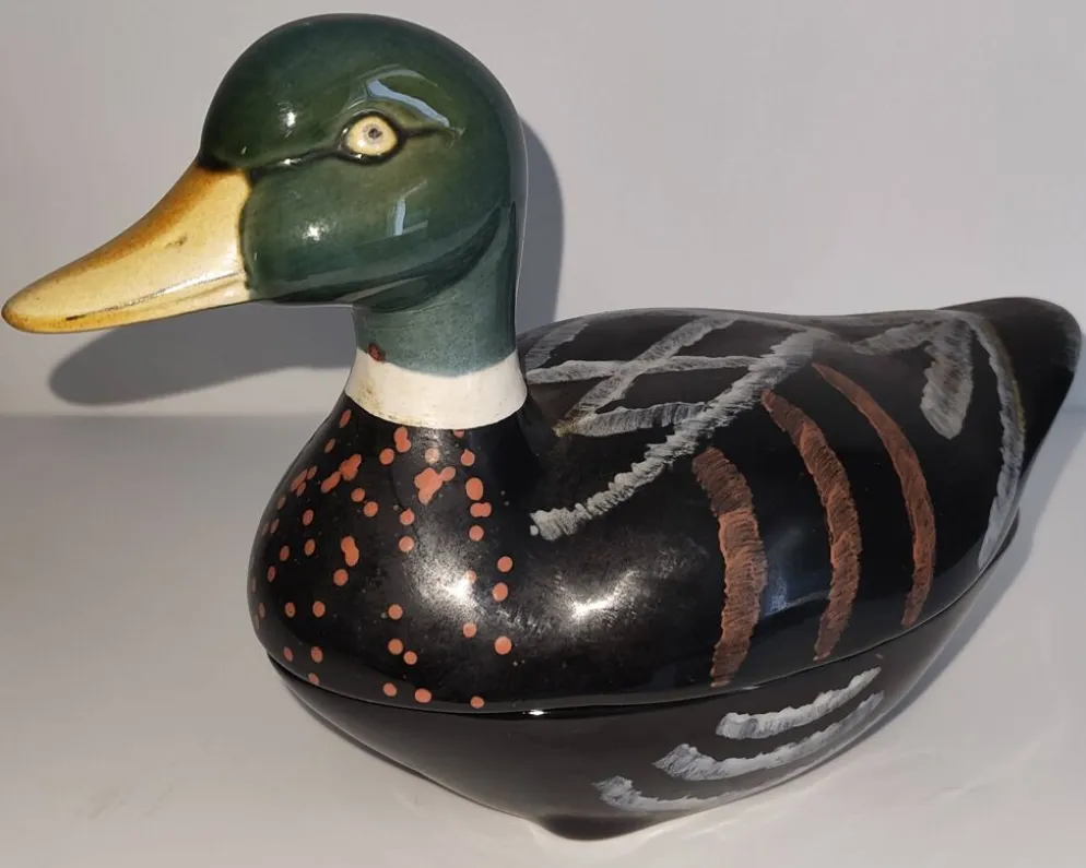 Terrine Canard Colvert en faïence – Michel Caugant – Vintage