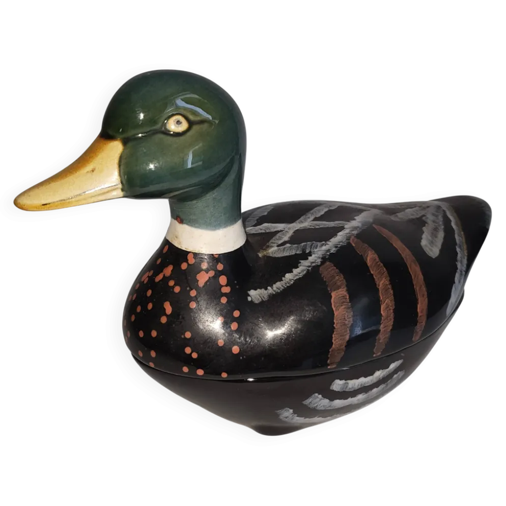 Terrine Canard Colvert en faïence – Michel Caugant – Vintage