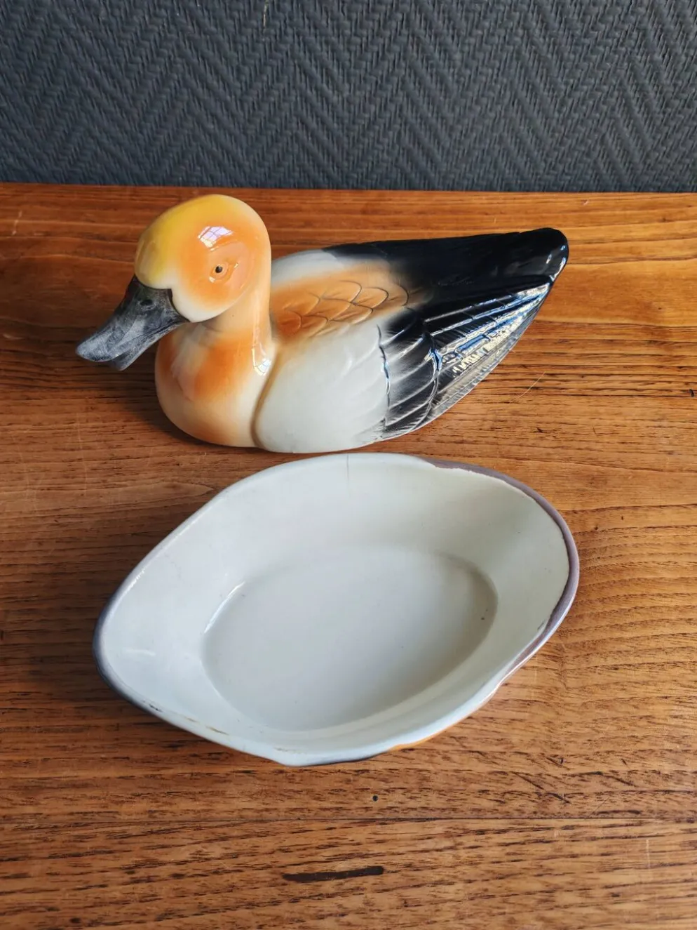 Terrine Canard Vintage en Céramique – Plat à Foie Gras Artisanal