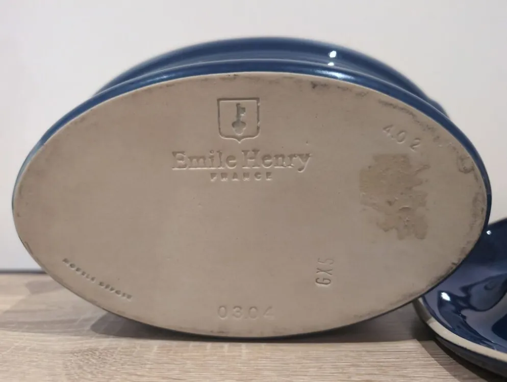 Terrine Ovale Neuf Ceramique Emile Henry Bleu Nuit 27cm