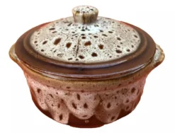 Terrine ronde céramique effet "fat lava" années 1960