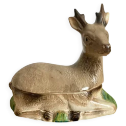 Terrine zoomorphe en céramique cerf Michel Caugant