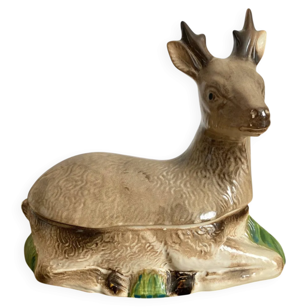 Terrine zoomorphe en céramique cerf Michel Caugant
