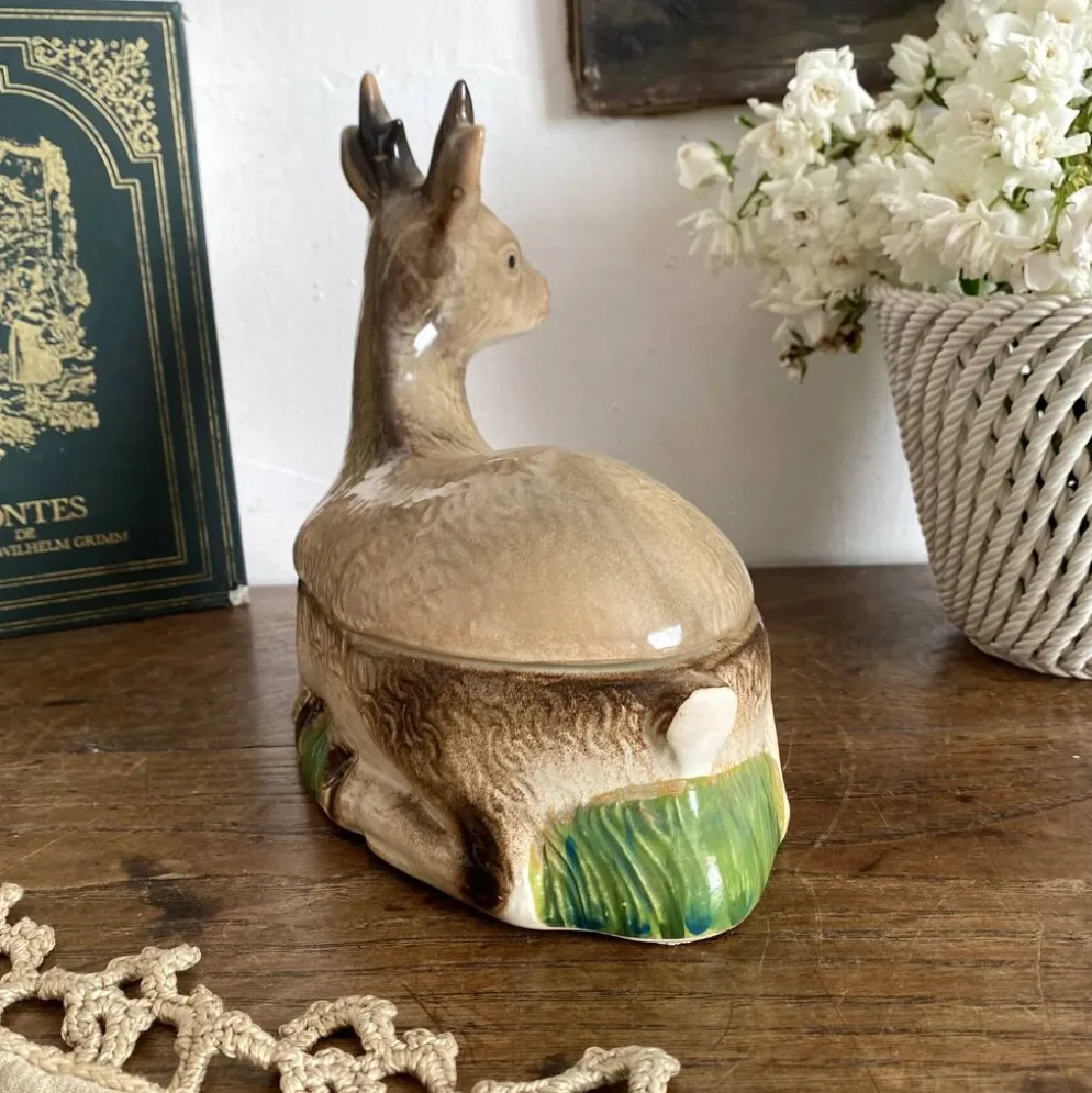 Terrine zoomorphe en céramique cerf Michel Caugant