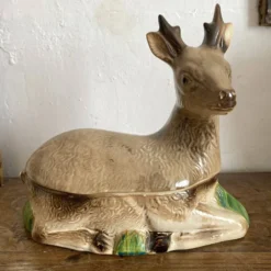 Terrine zoomorphe en céramique cerf Michel Caugant