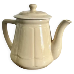 Théière ancienne en faïence ivoire – Style Art déco – Années 30/50