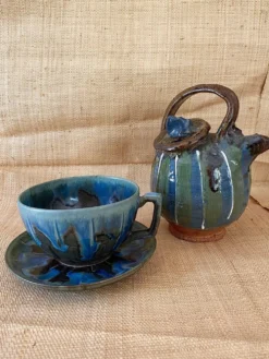 Théière en céramique artisanale, années 1980