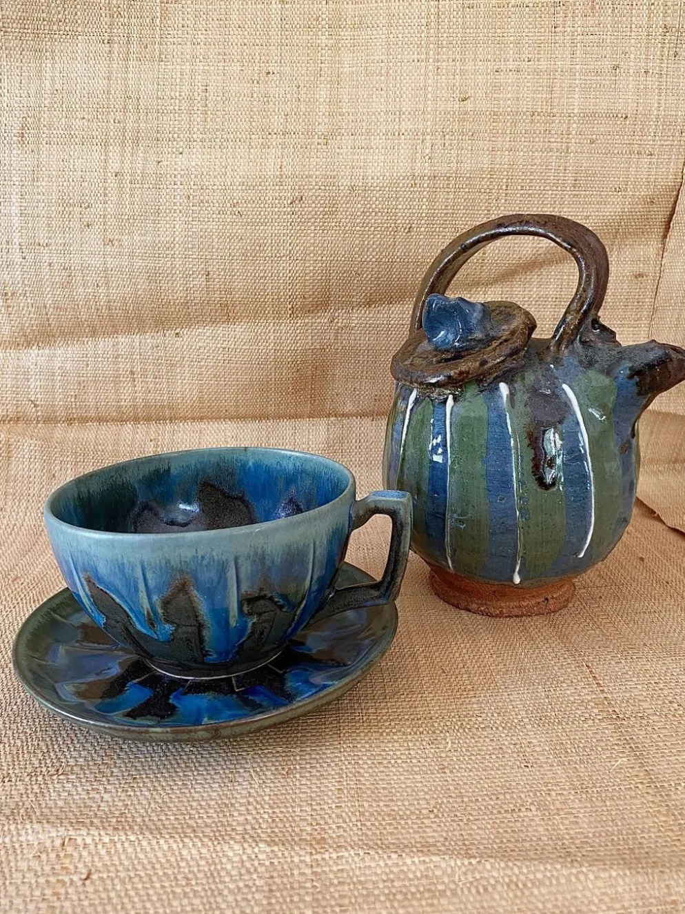 Théière en céramique artisanale, années 1980