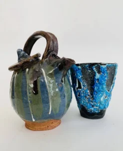Théière en céramique artisanale, années 1980