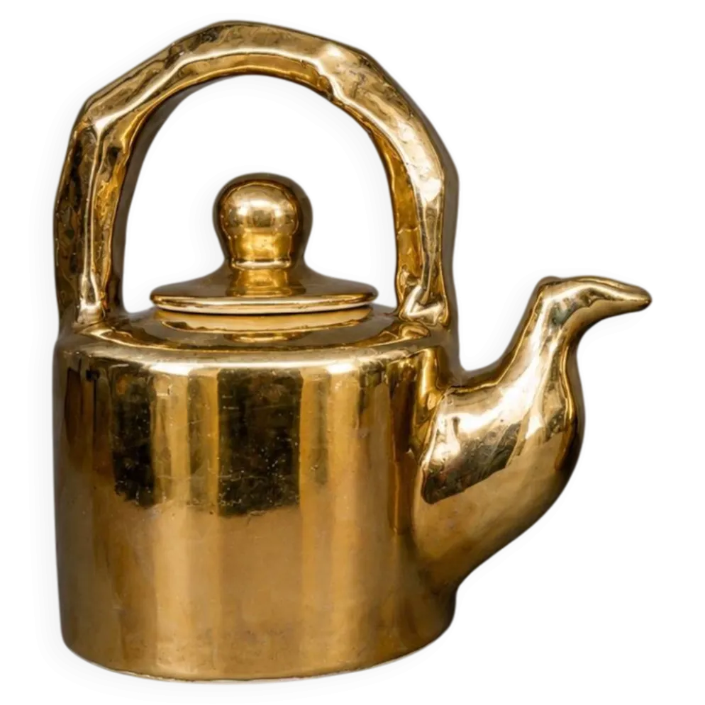 Théière en céramique dorée, modèle "Charlotte" par Kühn Keramik.