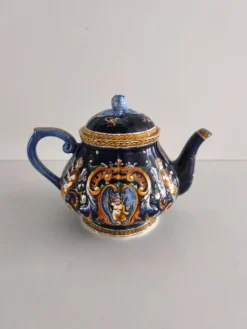 Théière en faïence de Gien - Renaissance Bleu (Peint main)