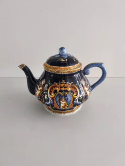 Théière en faïence de Gien - Renaissance Bleu (Peint main)
