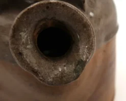Théière en grès de Pierre Digan avec anse en bambou, La Borne années 60