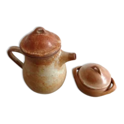 Théière en grés et son sucrier