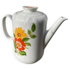 Théière en porcelaine à fleurs 1970 céramique italienne