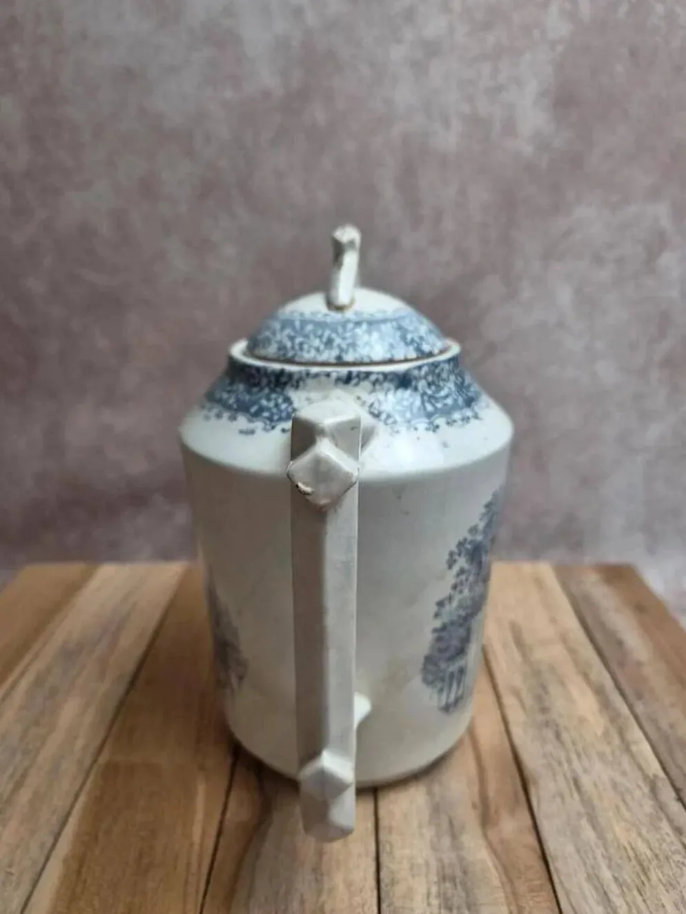 Théière en terre de fer Creil et Montereau Khiva décor bleu, XIXe