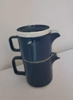 Théière et pot à lait, égoïste Sarreguemines, années 80