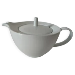 Théière graphique en porcelaine blanche design minimaliste