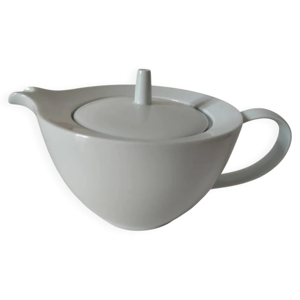 Théière graphique en porcelaine blanche design minimaliste