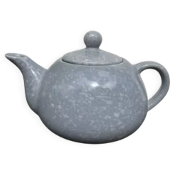 Théière 1980 grise et blanche moucheté