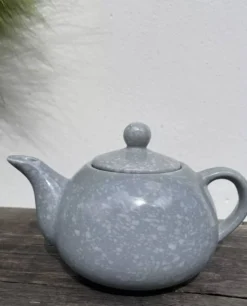 Théière 1980 grise et blanche moucheté