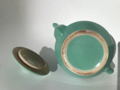 Théière grès bleu vert art déco