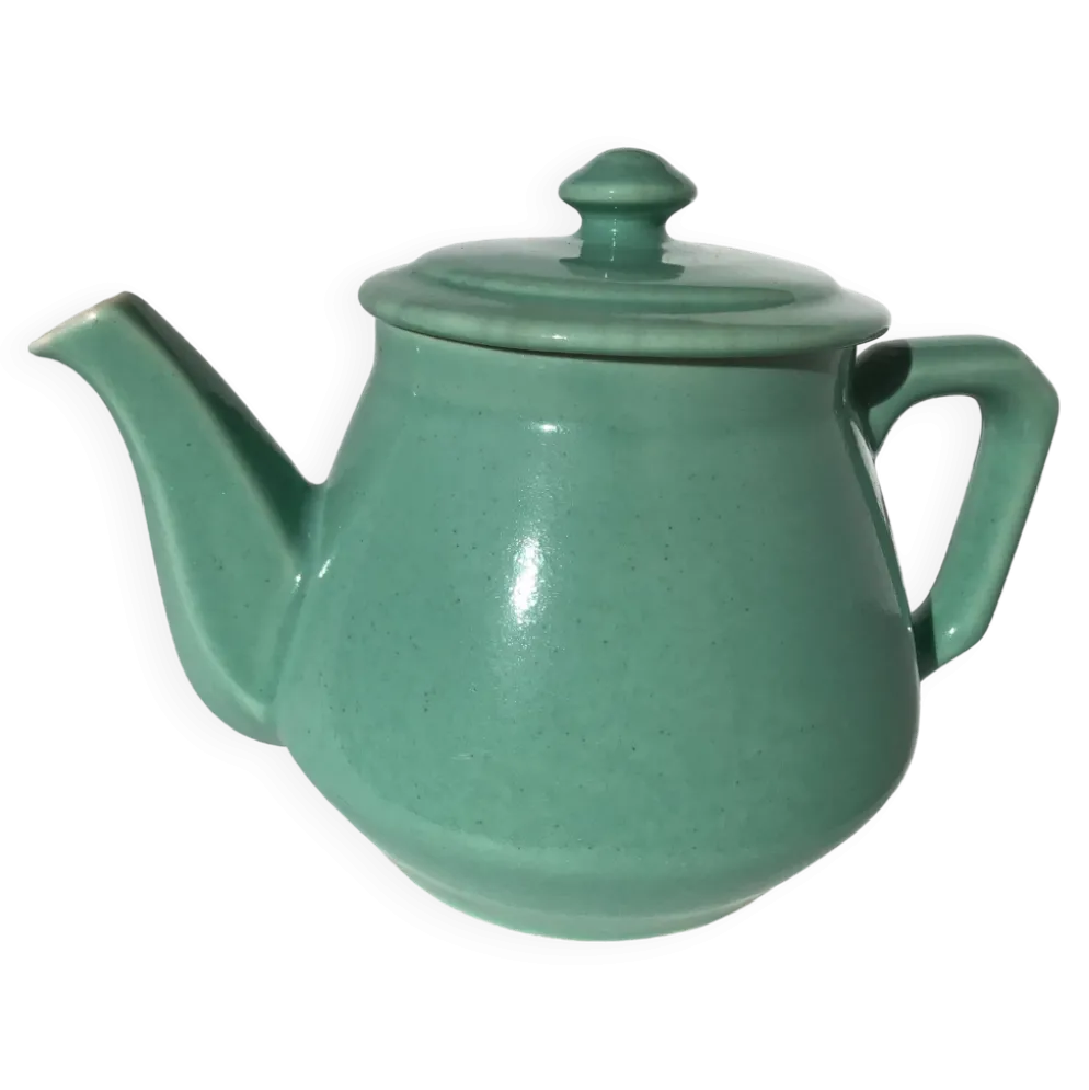 Théière grès bleu vert art déco