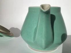 Théière grès bleu vert art déco