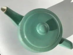 Théière grès bleu vert art déco