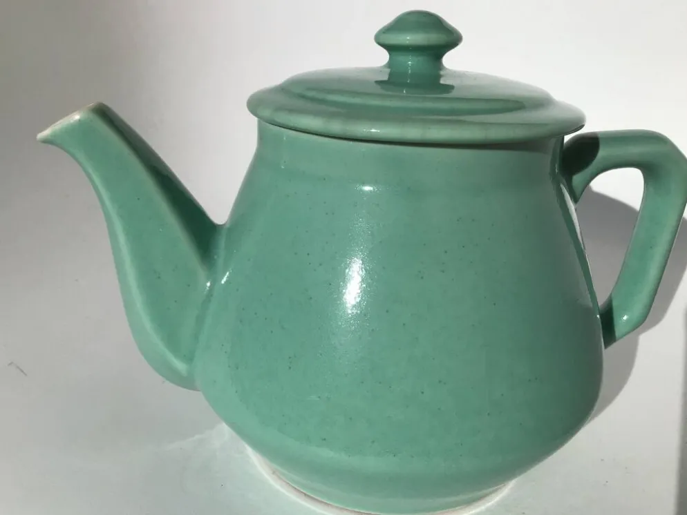 Théière grès bleu vert art déco