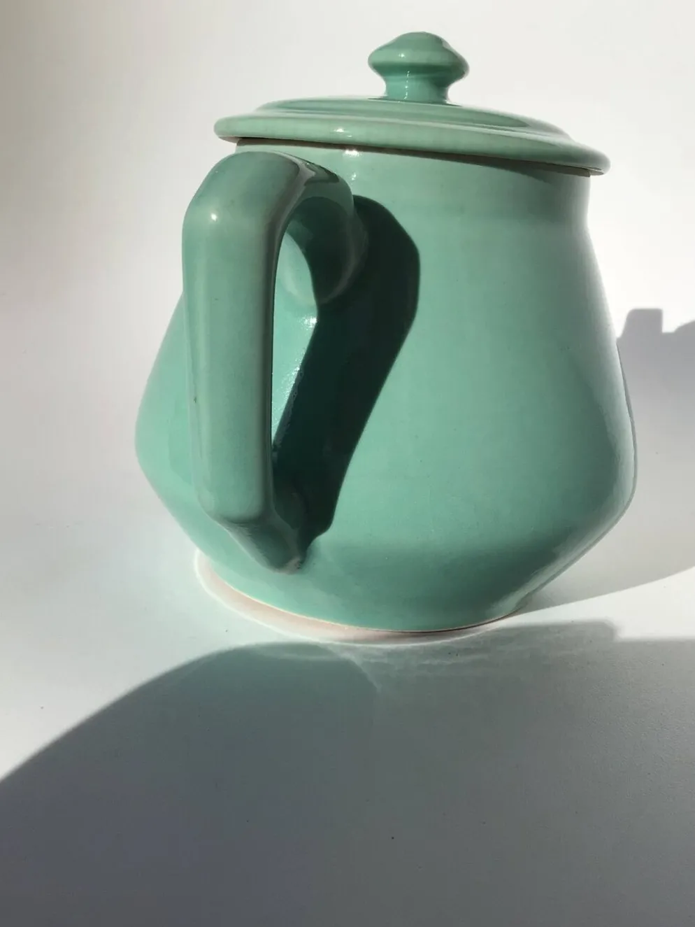 Théière grès bleu vert art déco