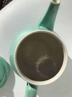 Théière grès bleu vert art déco