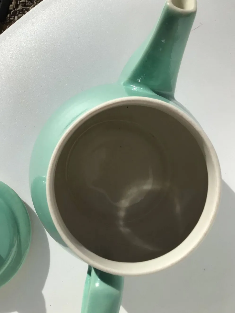 Théière grès bleu vert art déco