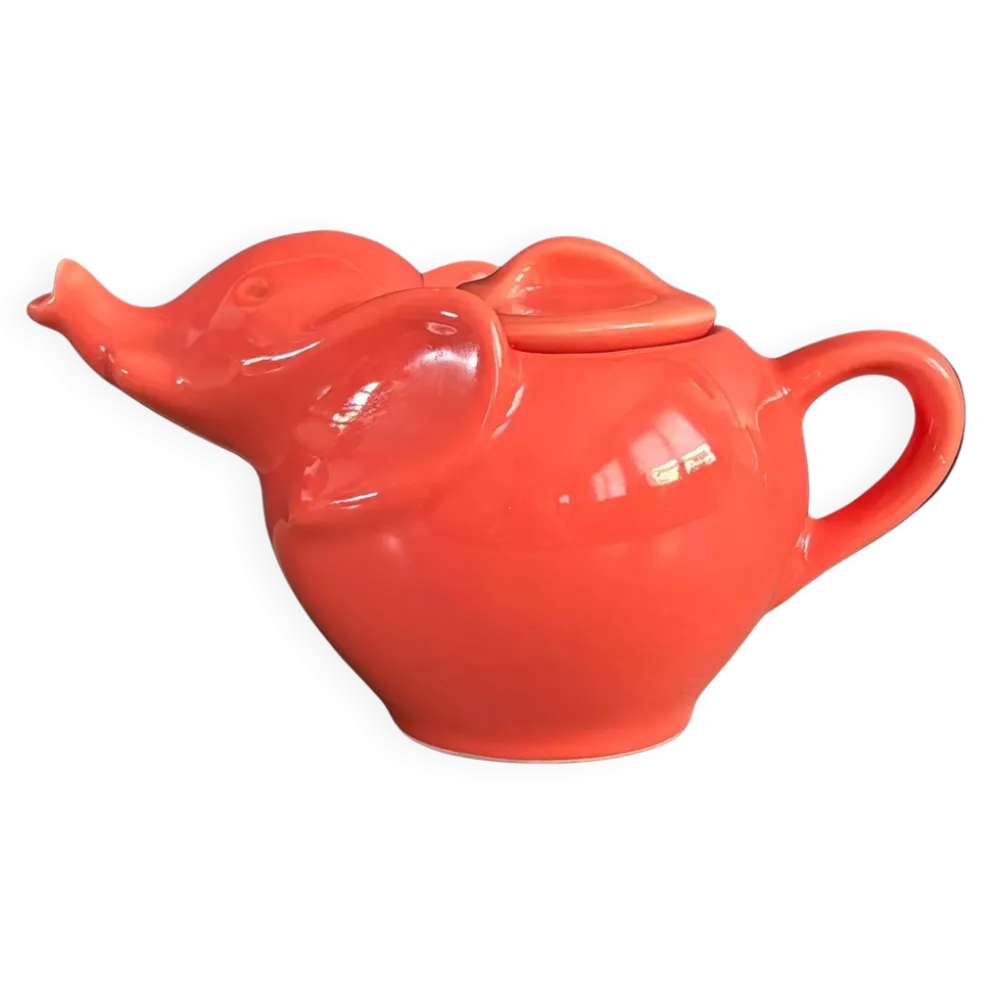 Théière éléphant grand modèle couleur corail