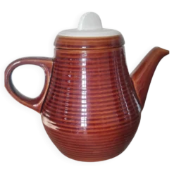 Théière à rayures vintage en grès