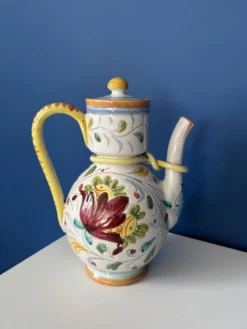 Théière vintage en céramique italienne peinte à la main